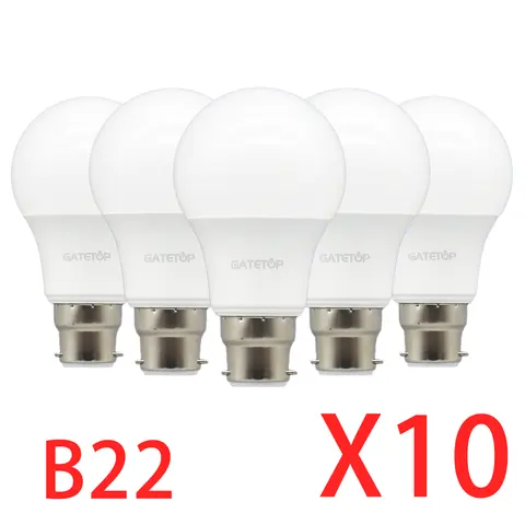10Pack B22 LED 전구 램프 220V 110V 깜박임 없음 8W 9W 12W 18W 24W Hight birght 가정용 따뜻한 조명