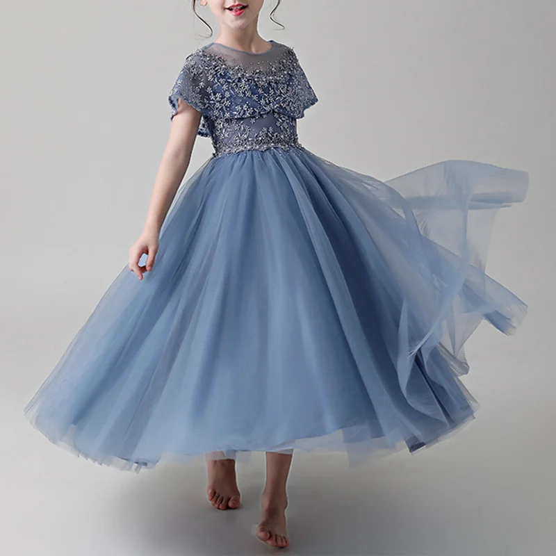 

Children's Dress Puffy Yarn Girl Princess Dress For Birthday Party Prom Wedding Dress Summer Bright Diamond Clothes For Girls