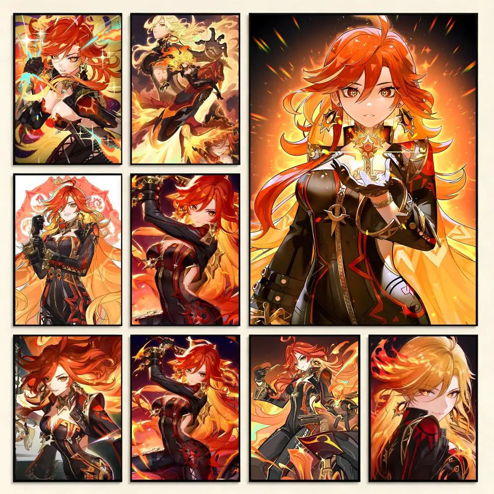 Game Character G-Genshin Impact Mavuika Poster Digital Solvent Print Waterproof PP Fade-Resistant Wall Art Room Decor Gift