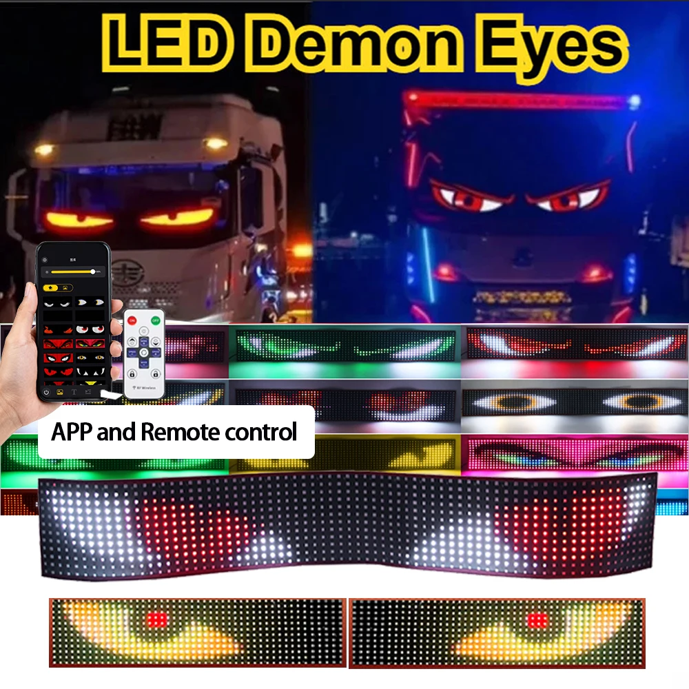 

LED Truck Car Devil Eye LED Pixel Panel Light Car windshield Truck Eye For Board Windshield Car Graffiti Scrolling truck light