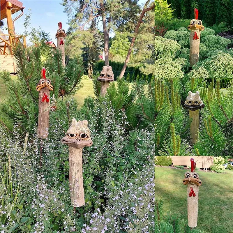 

HGHO 1Pc Patio Decorative Fun Chicken Garden Decoration This Funny Chicken Will Liven Up Your Garden Funny Long Os
