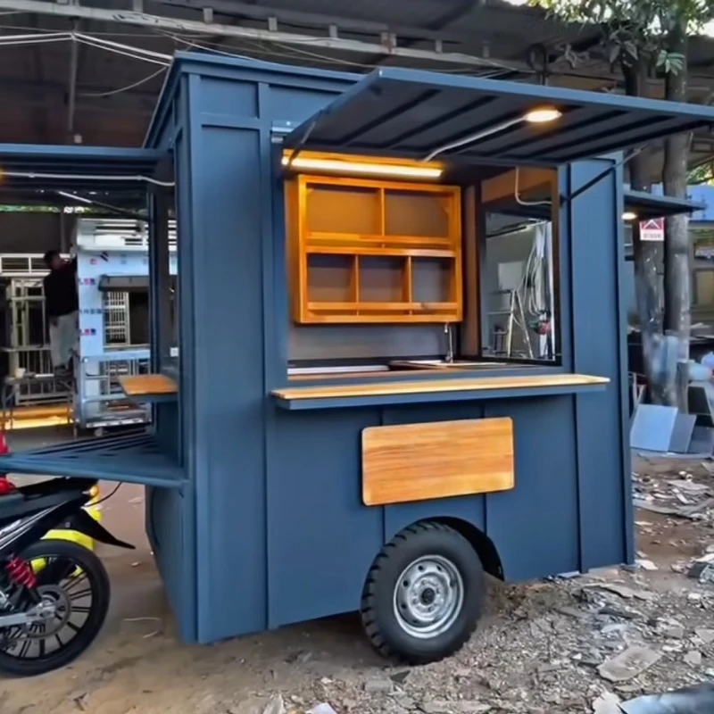Pasta Food Trailer Mobile Kitchen Fully Equipped With Boiler Induction Cooktops For Italian Street Food Vending Catering Cart