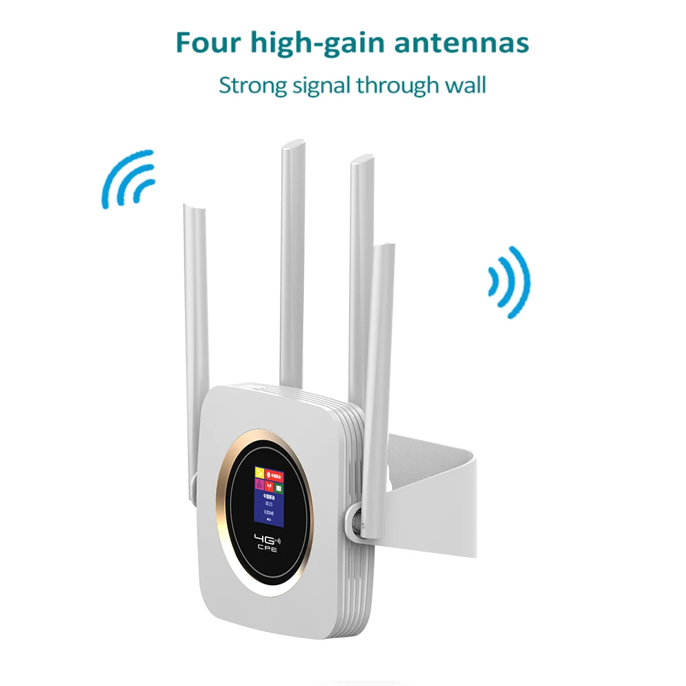 ปลดล็อค 4G Router ซิมการ์ด CPE LTE Modem Mobile Hotspot Wireless Wifi Broadband 4 เสาอากาศ Wi-Fi 3000mAh แบตเตอรี่