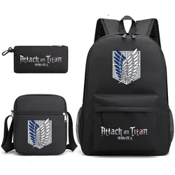 3pcs Attack on Titan EREN MIKASA zaino leggero Laptop zainetto borsa a tracolla astuccio regalo per bambini studenti Mochilas