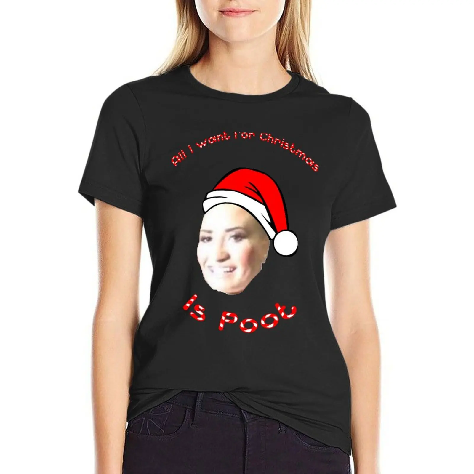 POOT LOVATO MEME T-Shirt Short sleeve tee funny tops korean fashion t shirt for Women