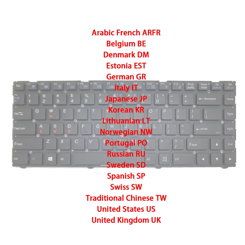 

Multilingu Keyboard For CLEVO N130BU/WU/ZU N131BU/WU/ZU N140WU/ZJ/ZU N141CU/WU/ZU N230WU N232WU P640 P640HJ/HK1/RE/RF P641HJ/HK1