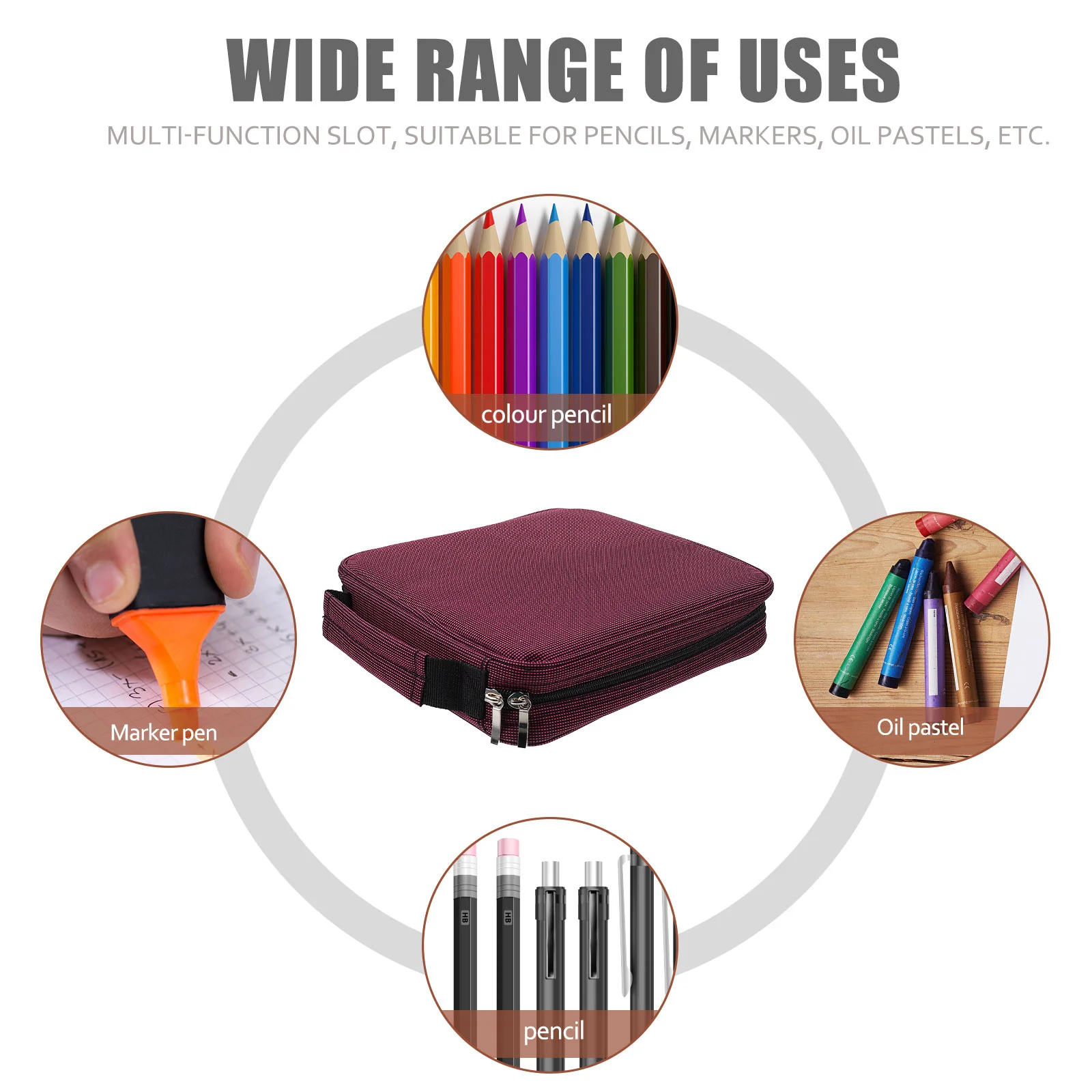 

Pencil Case Organized Multi-functional Bag Large Capacity Stationery Cases Storage Pouch Bulk
