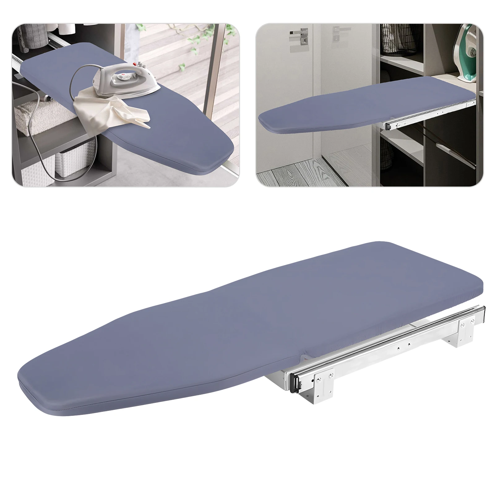 Tabletop Foldable Ironing Board, Small Pull Out Wardrobe Ironing Board with Removable Cover,180° Swivel Ironing Station for Home