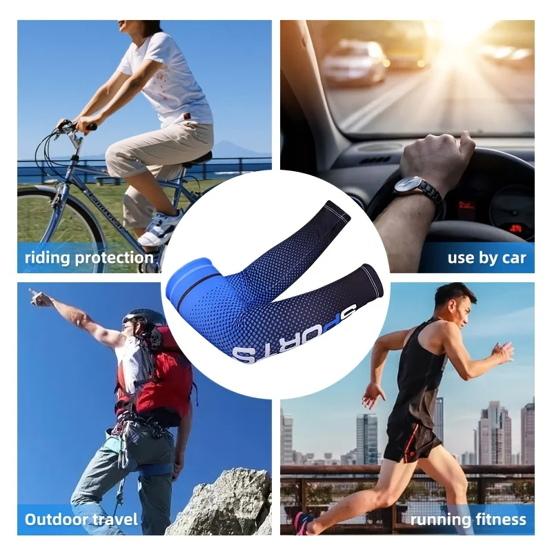2-piece Set of Summer Ice Sleeves and Sun Visors for Men's Outdoor Driving, Arm Covers for Fishing, Cycling, and Sun Protection