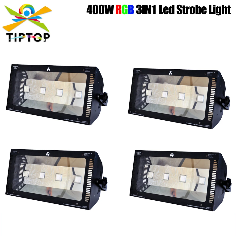 Freeshipping 4 Pack RGB 3IN1 400W Mini Disco Strobe Light 4x100W High Power RGB LED KTV Party DMX/Auto/Manual Strobe Flash Light