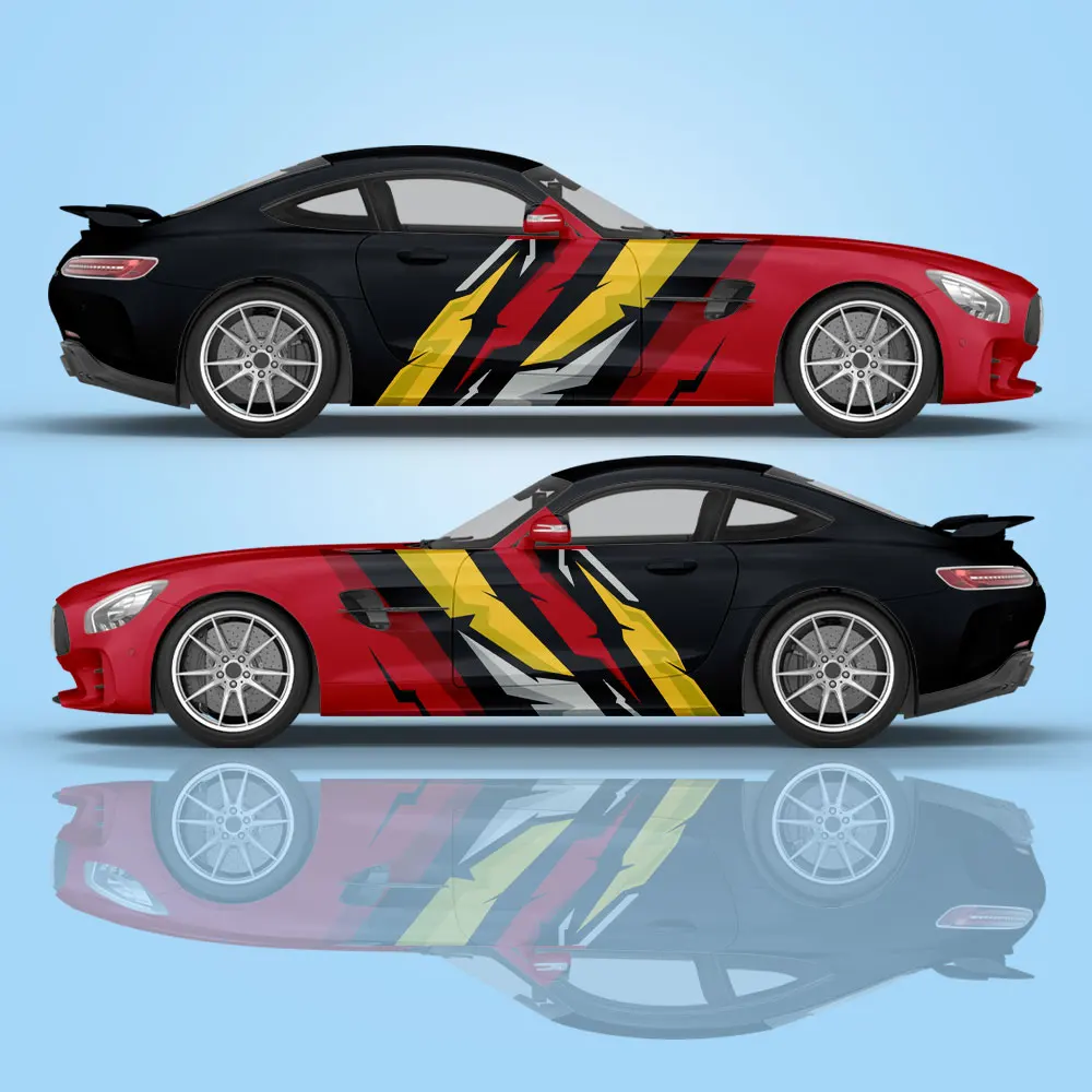 

Racing Sports Car Full Body Wrap Cool Geometric Design Sticker Decals Stitching High Quality Decals