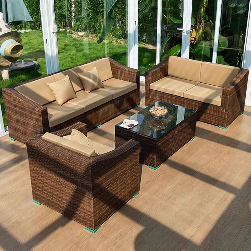 Outdoor Rattan Garden Furniture Sets Sofa Courtyard Fire Modern Garden Furniture Sets Sunscreen Metal Conjunto Home Furniture