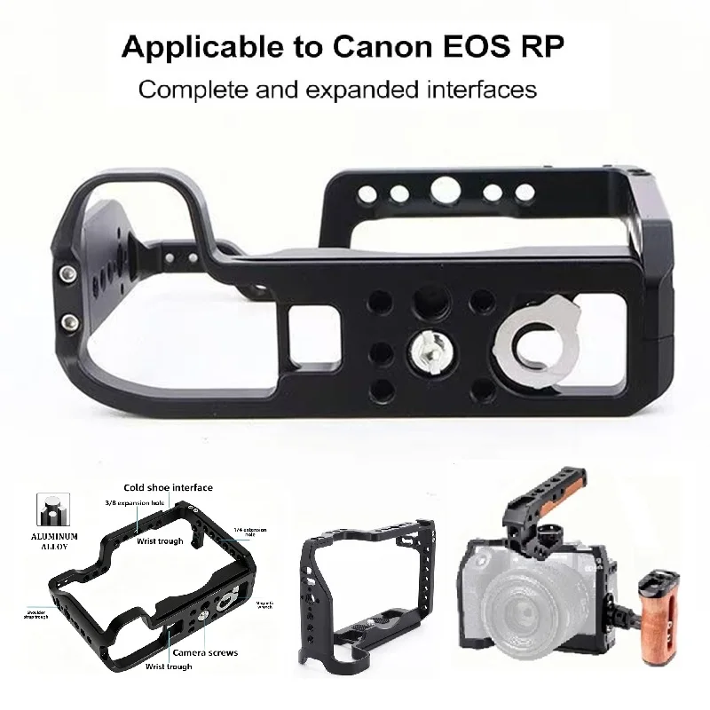 

For Canon EOS RP Camera Protective Frame, Anti-Slip Silicone Pad, Multi-Interface Expansion Cage for Canon RP Vlog & Video Shoot