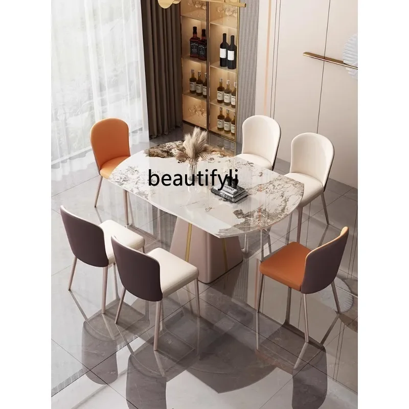 

Slate dining table Pandora rotating light luxury multi-functional retractable folding square and circle dual-purpose C56