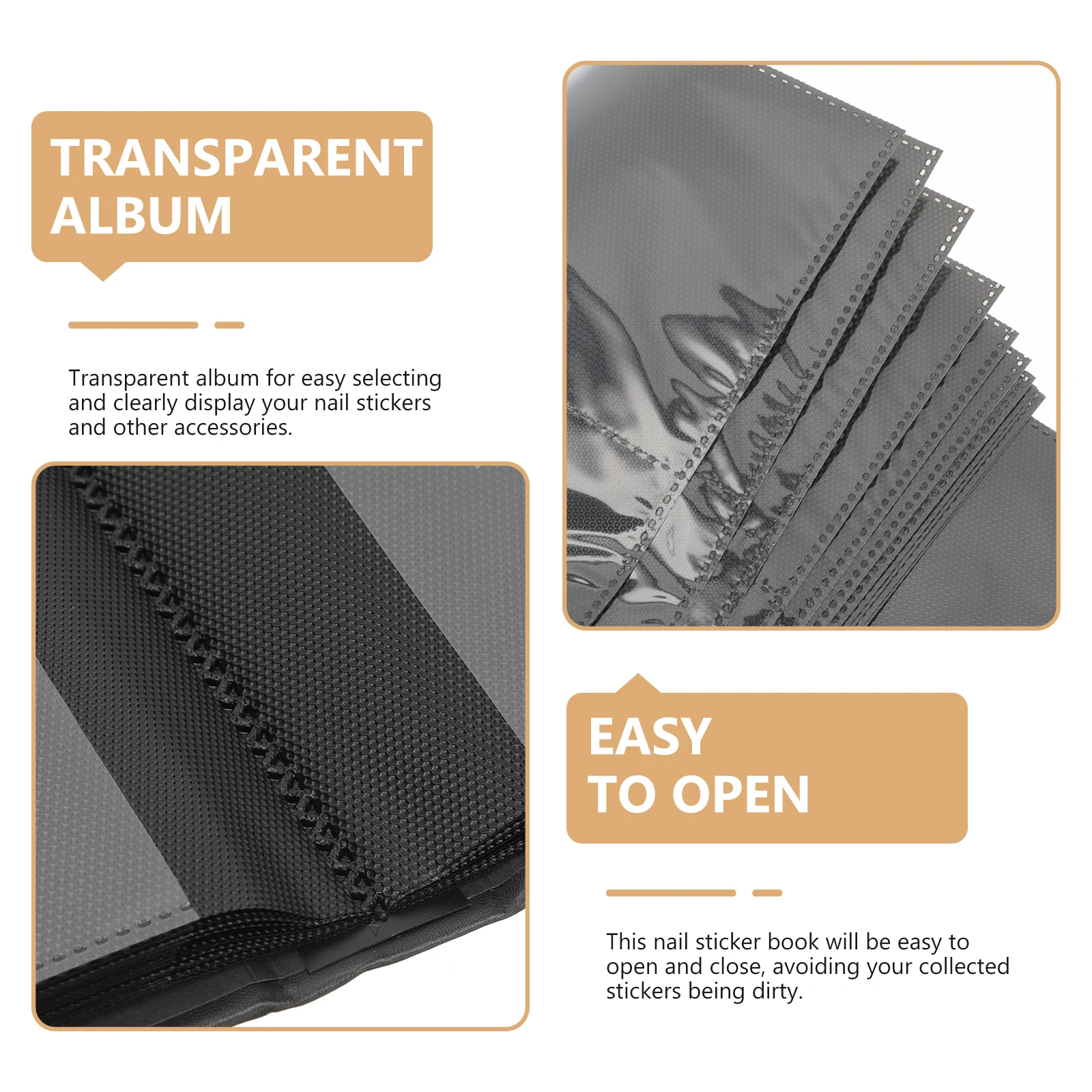 

Nail Art Decals Collecting Album Clear Sticker Storage Book for Organizing and Displaying Unused Patterns Manicure Lover Gift