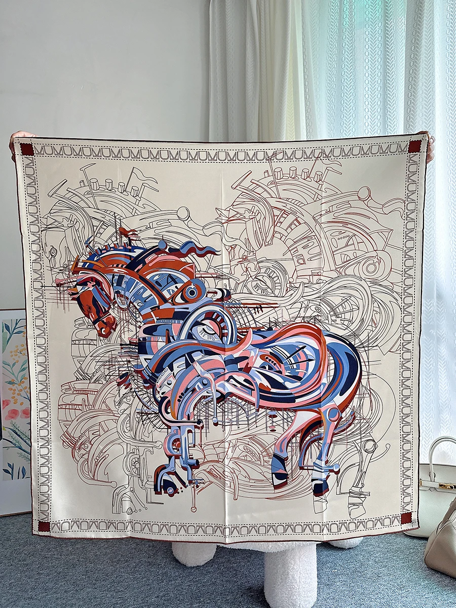 New In Scarf Women Desigual 100% Real Silk Scarf 90*90cm Pure Silk Luxury Scarves Foulard Wrap Shawl Neck Scarf Neckerchief