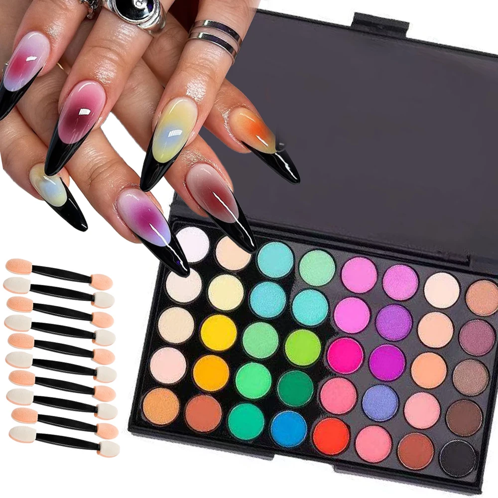 40 colors Solid Nail Powder Palette Bright High Saturation Gradient Rubbing Powder Painting Solid Nail Art Pigment -Ma Ka Long