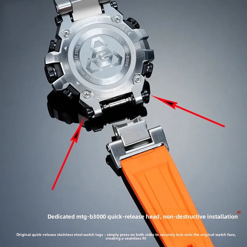 Untuk Casio G-SHOCK 5672 MTG-B3000 Tali Jam Tangan Modifikasi FKM Pria Lepas Cepat Tali Jam Karet Fluorin Gelang Olahraga Aksesoris