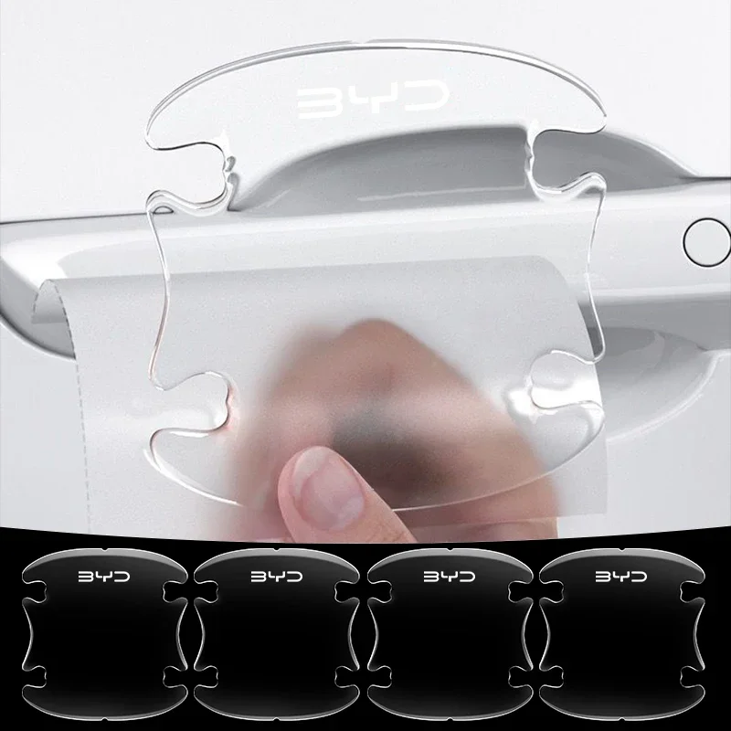 4 قطعة مقبض باب السيارة الشفاف السلطانية ملصق ل BYD Atto 3 Act 3 Tang F3 E6 Dmi Yuan Song plus EV2022 2023 اكسسوارات السيارات