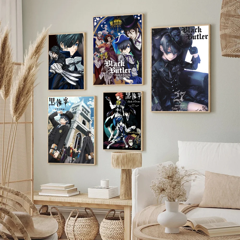 Black Butler Anime Posters Sticky Decoracion Painting Wall Art White Kraft Paper Wall Decor