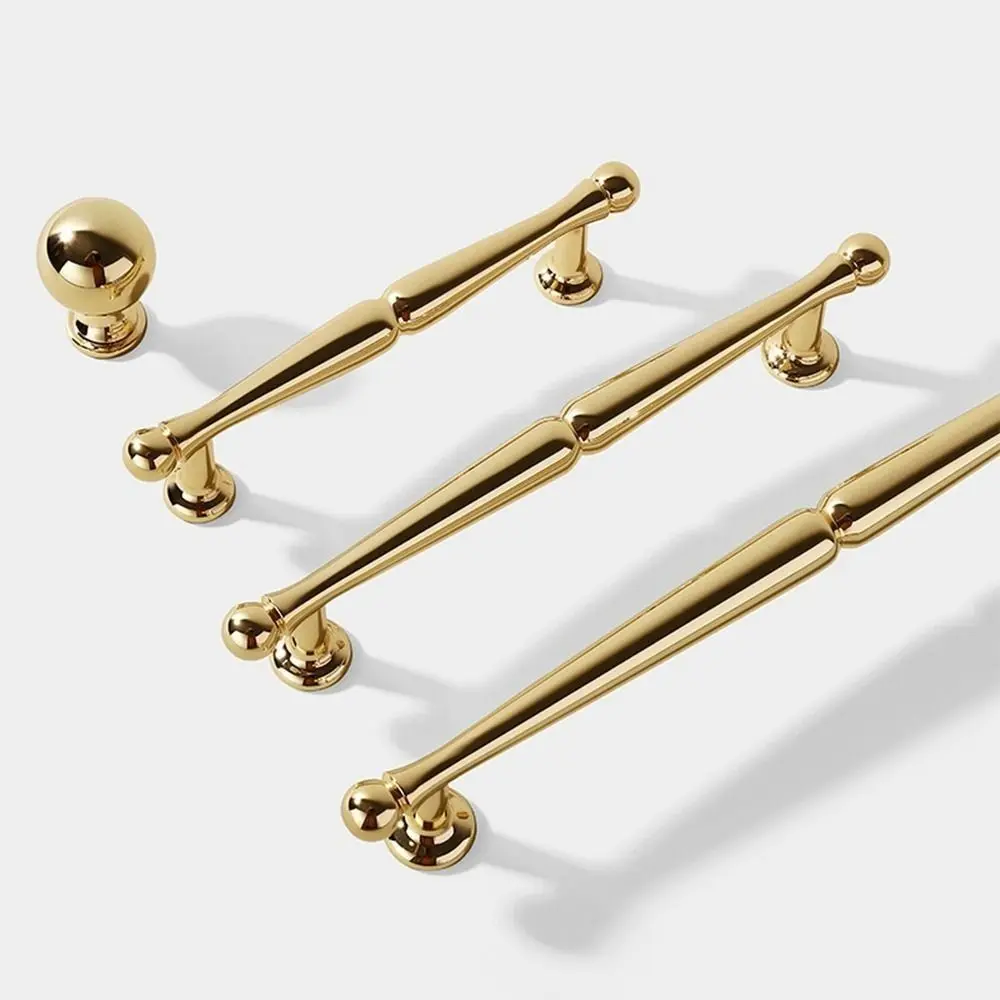 Zinc Alloy Cabinet Pull Handles Gold Finish Single Hole Furniture Handles High-End Finish Brushed Silver Kitchen Cabinet Pulls