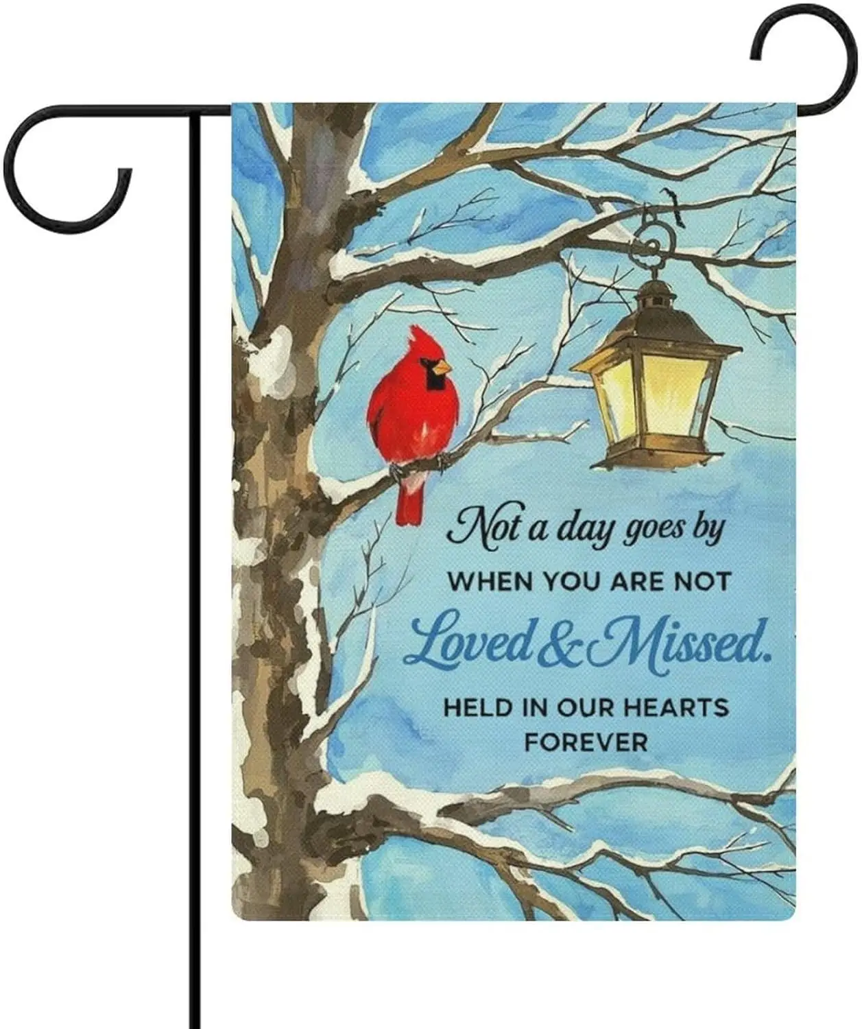 Not A Day Goes By When You Are Not Loved&Missed, Held In Our Hearts Forever, Cardinal Loved & Missed Garden Flag 12  LLX PPM