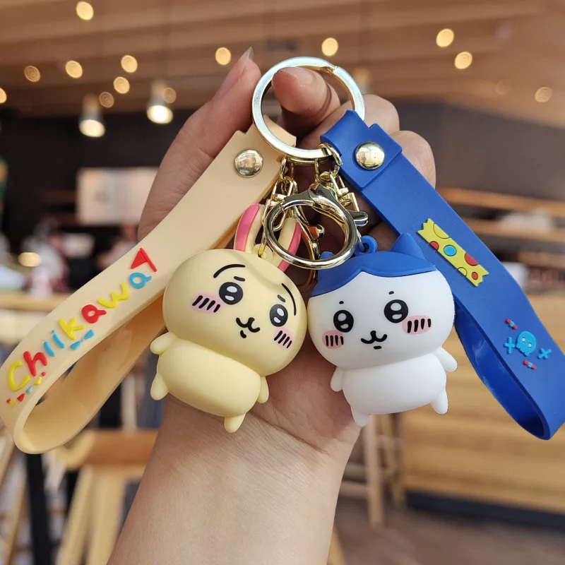 MINISO Cartoon Anime Cute Self deprecating Bear Doll Keychain Car Keychain Couple Backpack Pendant Keychain Children's Gift