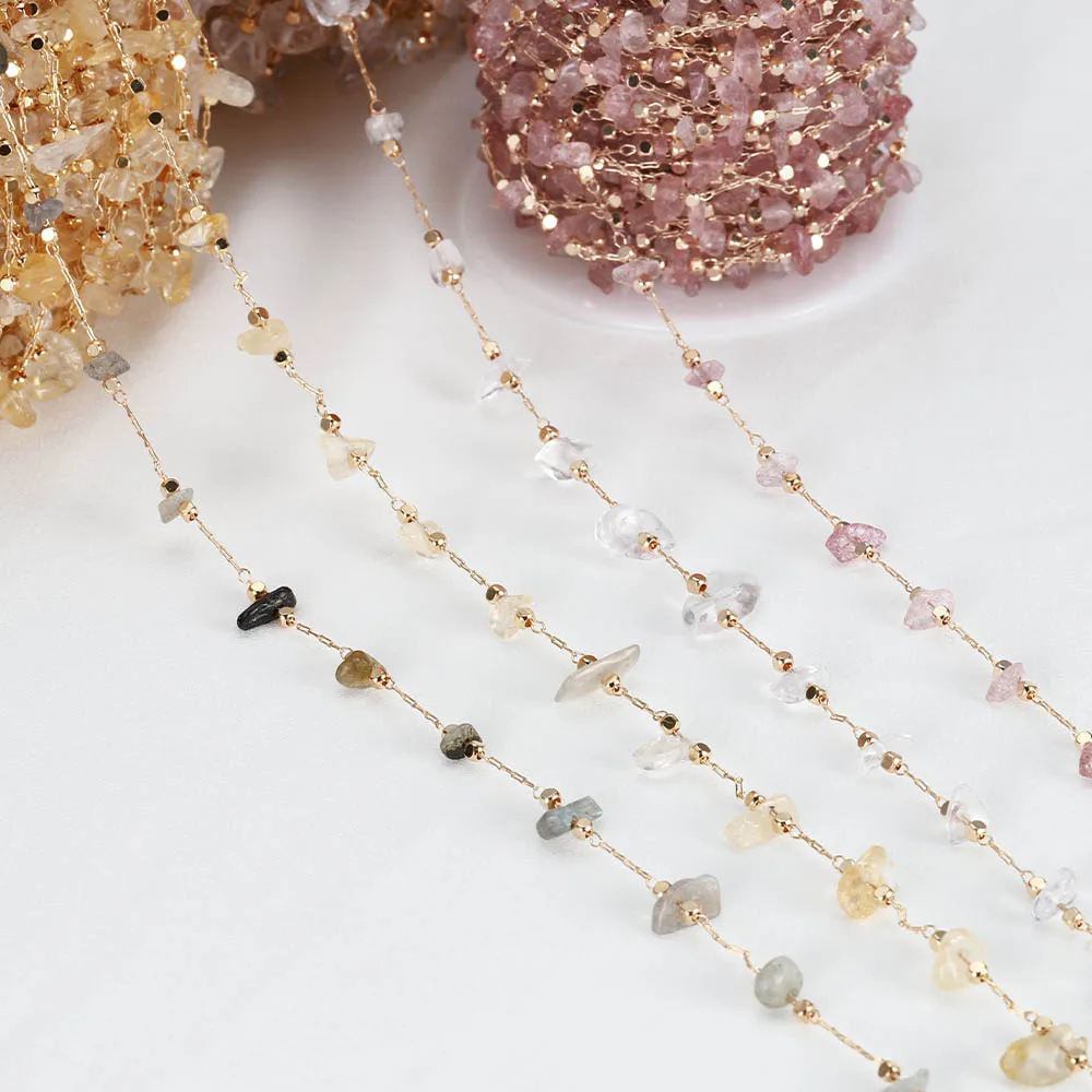 1meter Stone Chain Crystal Irregular Glass Stone Beads Chains Necklace Bracelet Components For DIY Jewelry Making Findings