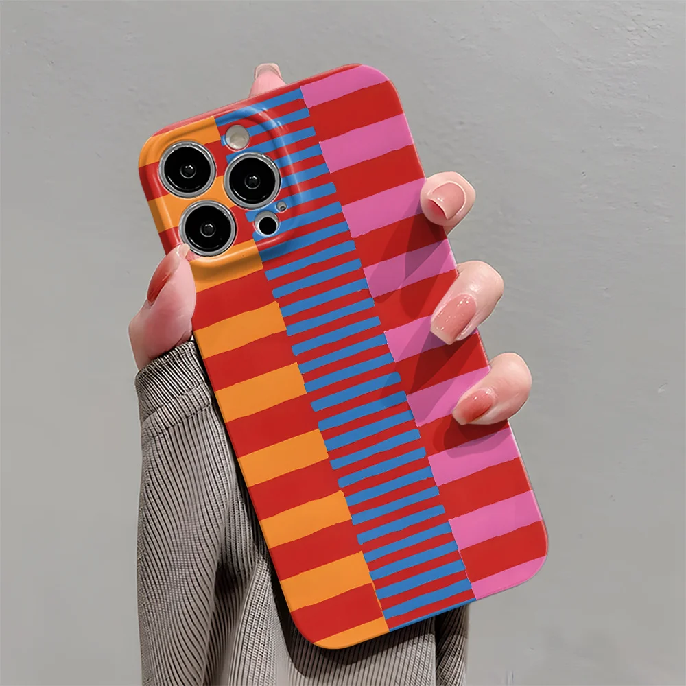 Custodia per telefono dal design a strisce colorate adatta per iPhone 17 16 15 14 13 12 11 Pro/Max/Plus cover posteriore antigoccia e antiurto