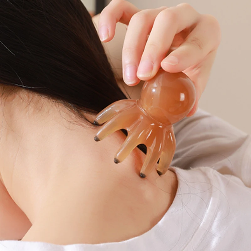 

Jade Octopus Comb Scalp Gua Sha Resin Device 8Claws Therapy Relaxation Tool Portable Hair Care BodyMassage