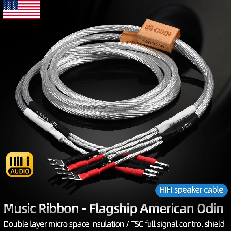 ODIN One Pair Hifi Speaker Cable High-end Pure Silver Amplifier Loudspeaker Cables with Banana / Spade plug Speaker Wire