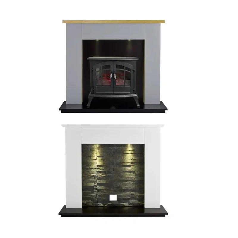 Customized Simple European Style 2000W Vertical Electric Heating MDF Material 3D Flame Electric Fireplace