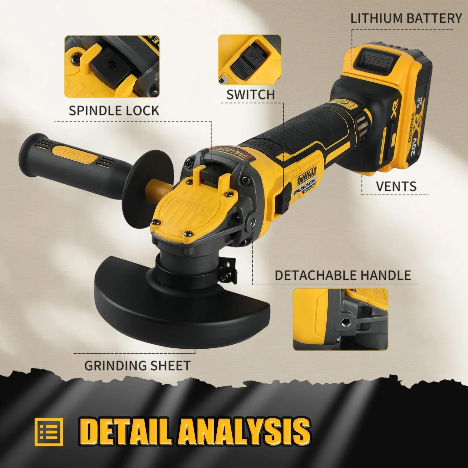 meuleuse-d'angle-sans-fil-dewalt-dcg409-20v-max-xr-brushless-9000-tr-min-125mm-pour-decoupe-et-polissage-outil-electrique-portable-2-vendus