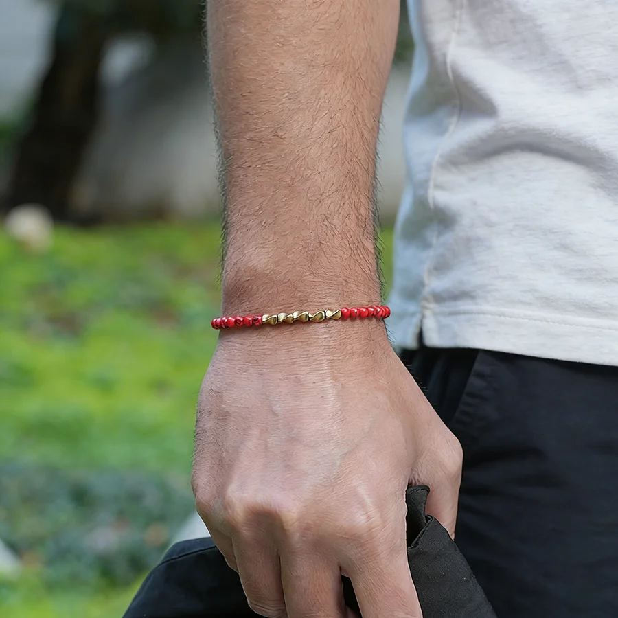 New Handmade 4mm Beaded Bracelet Man Selected Environmentally Friendly Materials Lava Hematite Stone Healing Meditation Braslet