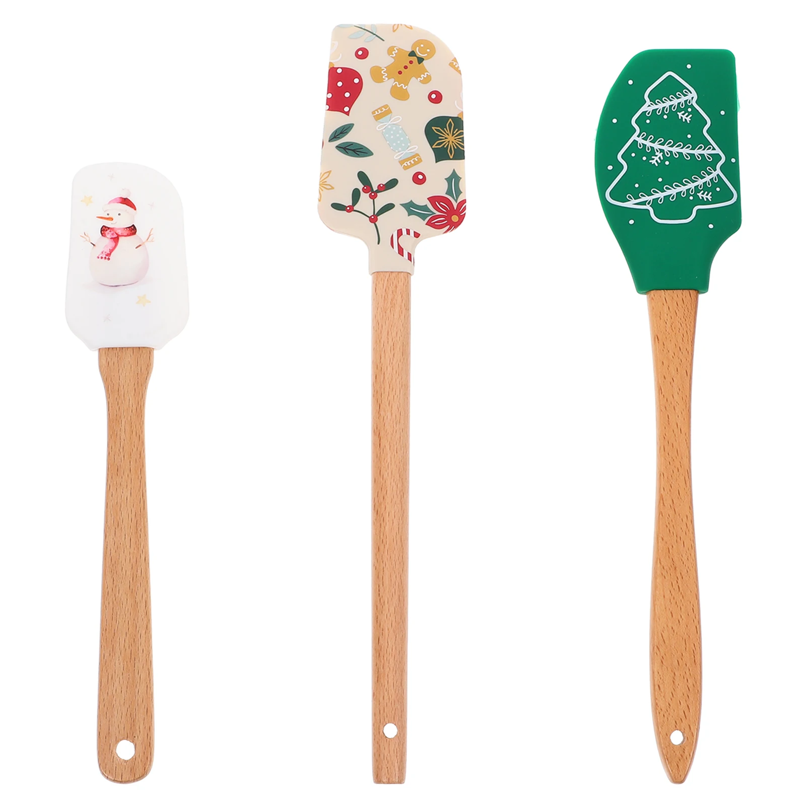 3pcs Silicone Spatula Baking Tools Heat Resistant Flexible Kitchen Utensils Cake Scraper Pastry Gadgets Christmas