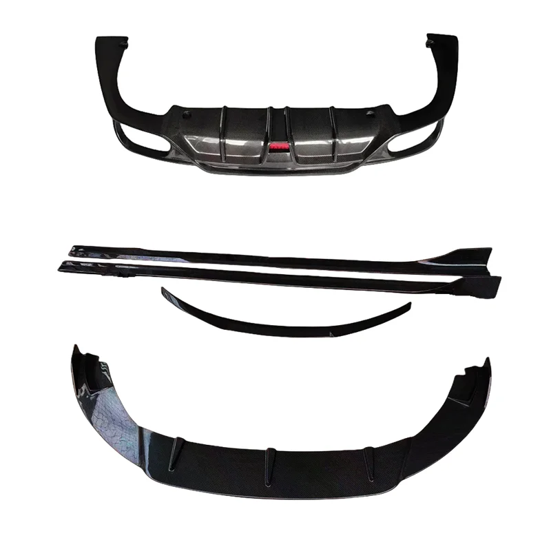 Carbon fiber front lip side skirt extended navigation light rear diffuser rear spoiler for 17-19 Maserati Quattroporte body kit