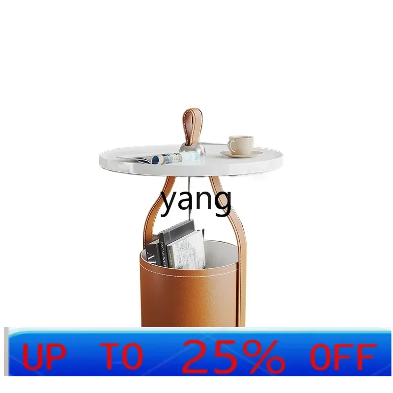 

LTT saddle leather storage coffee table creative hand side few round household small apartment