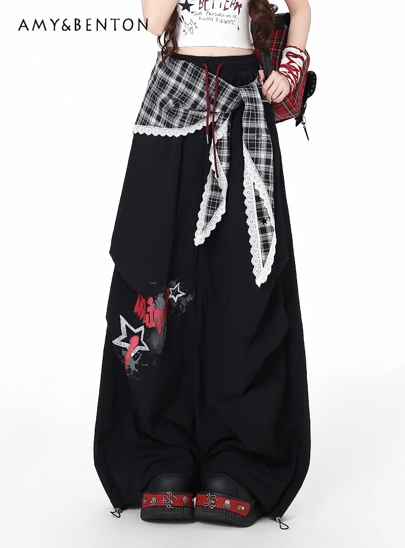 

Original Street Style Y2K Cool Girl Loose Cargo Pants Women Subculture Gothic Print High-waisted Slim-fit Casual Pants Spring