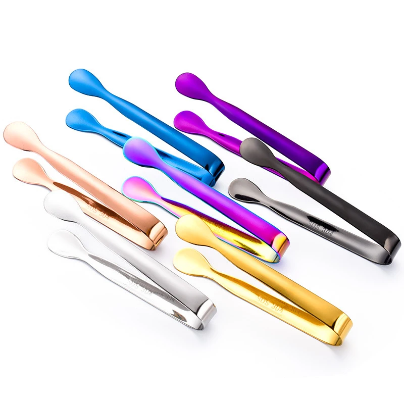 Stainless Steel Tongs Smooth Edge Small Sugar Tongs Bread Food BBQ Clip Bar Kitchen Tools Afternoon Tea Accessories