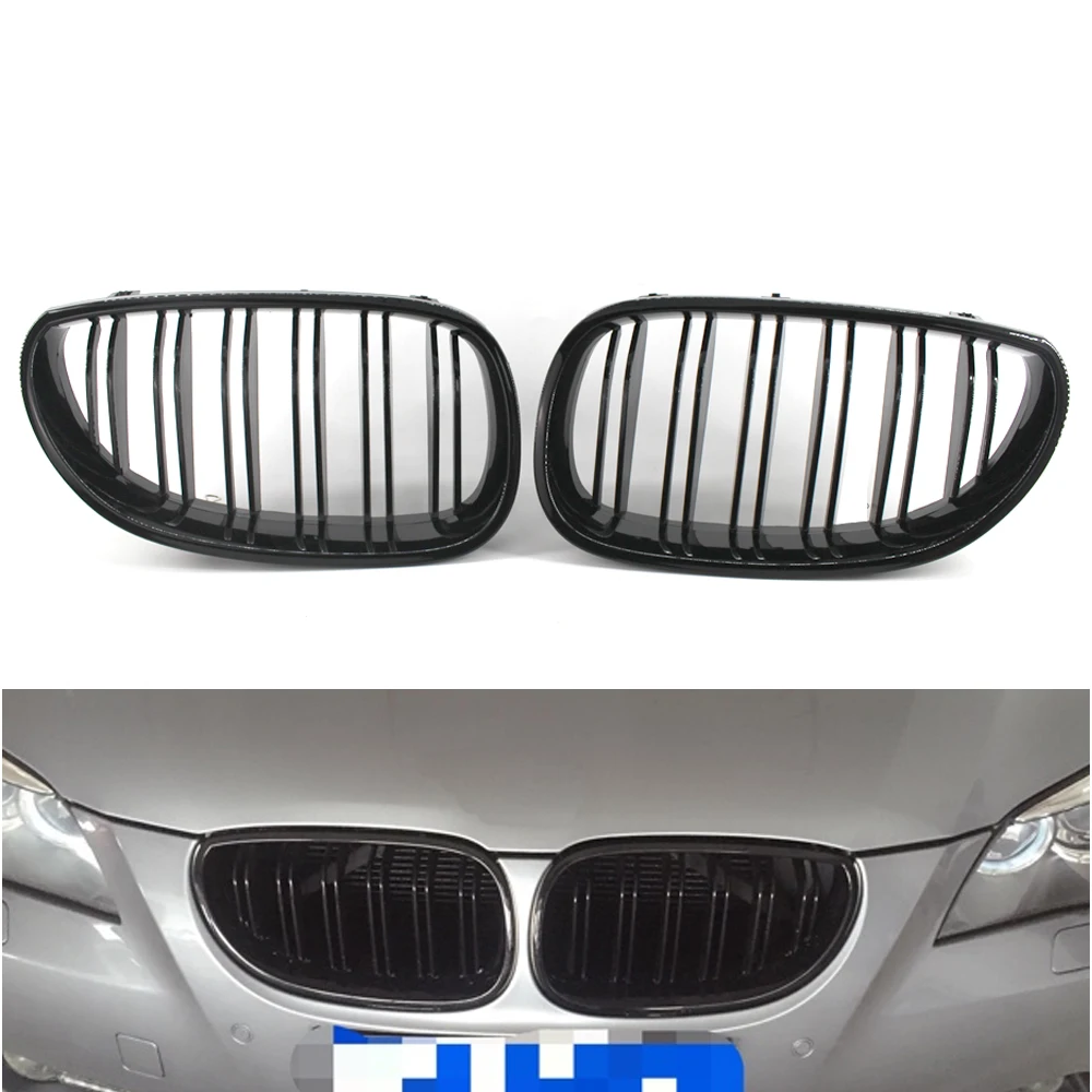 

Gloss Black Double Slat Grille Grill Kidney For BMW E60 E61 M5 5 Series 525i 528i 530i 535i 550i 04-09 2005 2006 2007 2008
