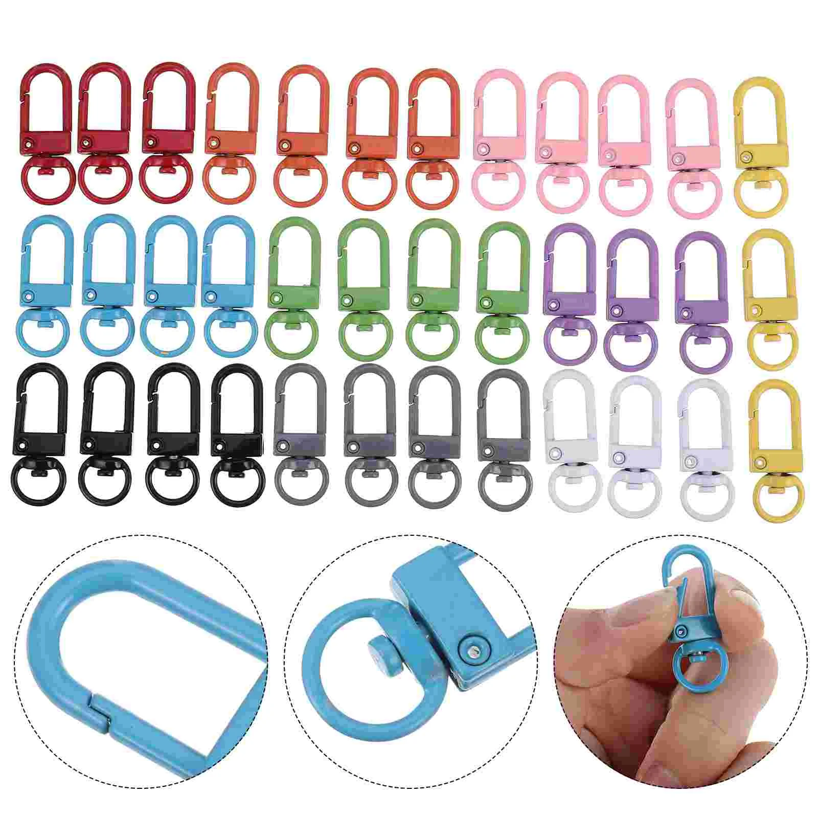 36 Pcs The Metal Door Word Buckle Key Ring Lanyards Supplies DIY Accessories Keyring Rotating Keychain Alloy Hook