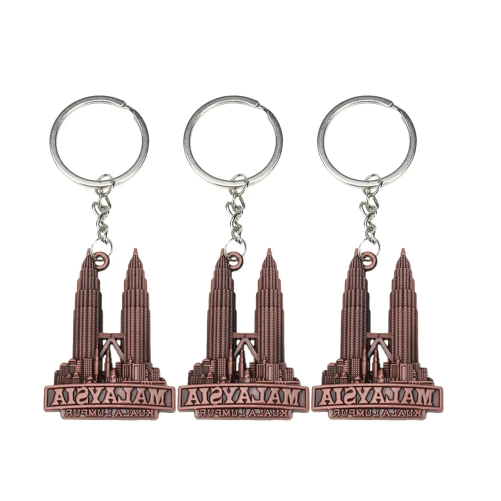 3Pcs Twin Tower Keyrings Stylish Creative Key Holders for Keys Bags Gifts Family Colleague Decorative Keychains