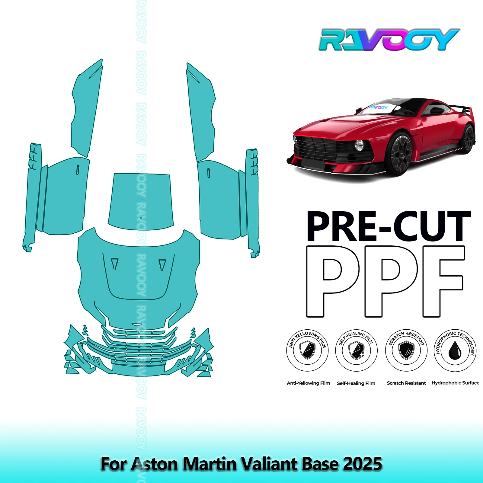 For Aston Martin Valiant Base 2025 Front+Doors+Roof 8.5Mil Pre-Cut Paint Protection Film PPF Stone Chip Kit | Clear/Matte/Black