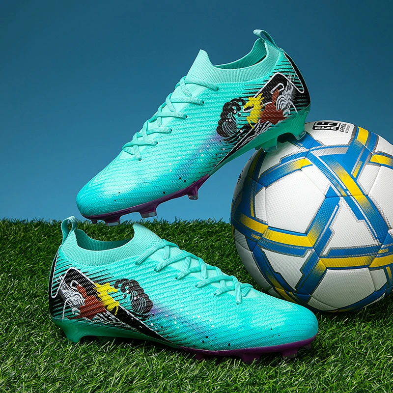 

Youth TF Spikes Football Cleats Mesh Breathable Lightweight Anti Slip Artificial Grass Soccer Exercise Sport Shoes