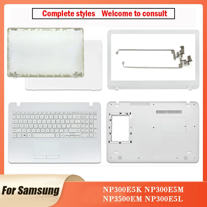 Dla Samsung NP300E5K NP300E5M NP3500EM NP300E5L biały Laptop LCD tylna pokrywa/przednia ramka/zawiasy pokrywa/podparcie dłoni/dolna obudowa