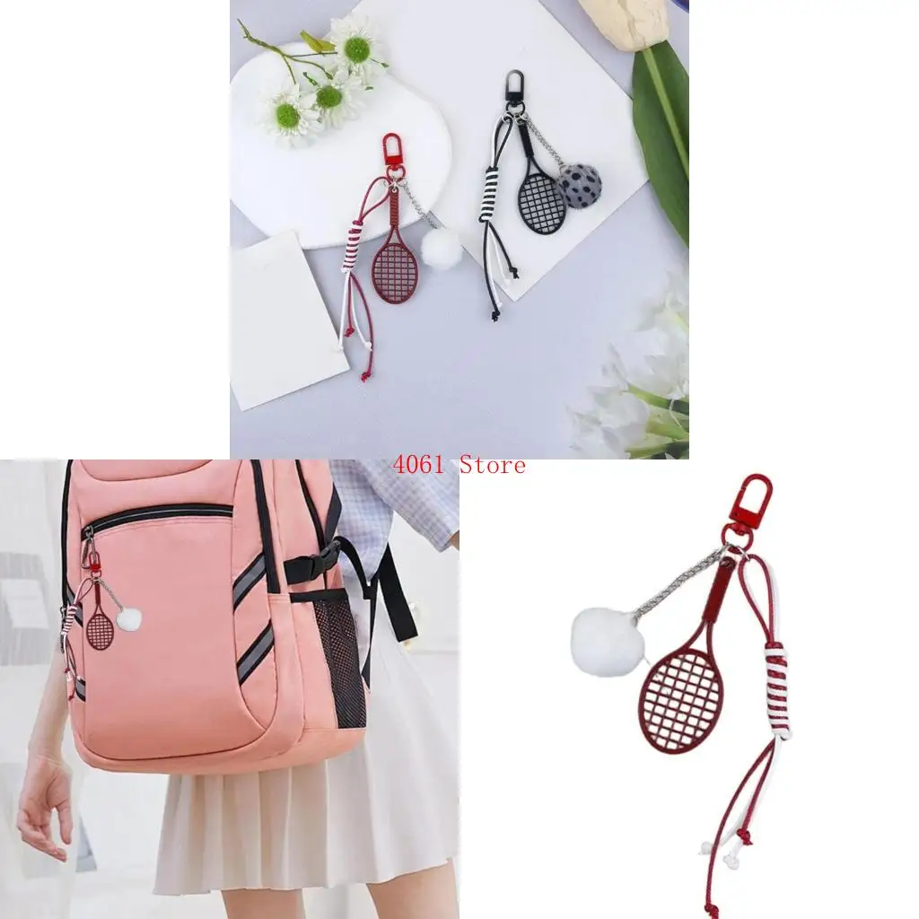 

Unique Design Racket And Plush Ball Keychain Accessory for Trendy Individuals