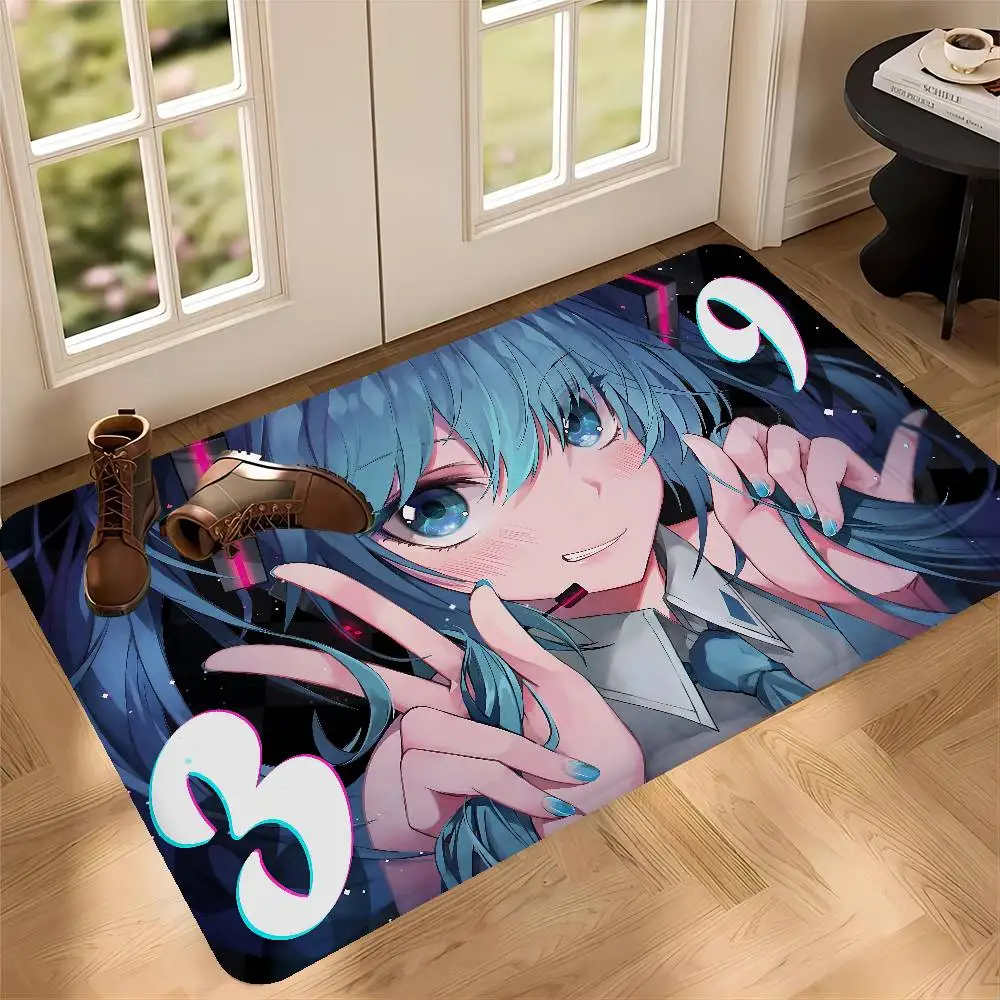 Amine H-Hatsunes-M-Miku girls Floor Mat INS Style Soft Bedroom Floor House Laundry Room Mat Anti-skid Household Carpets