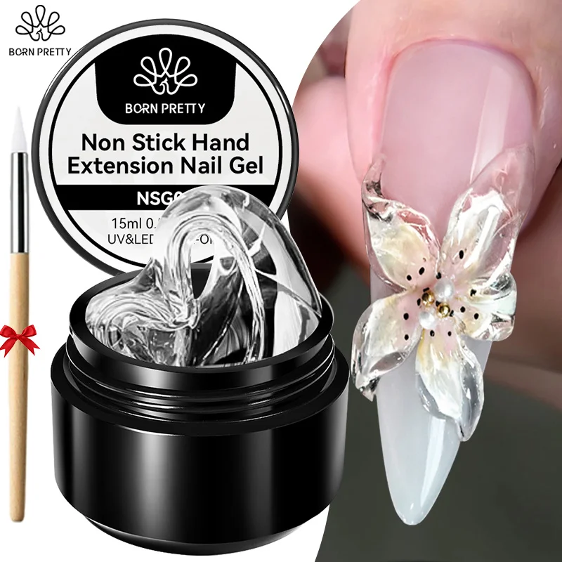 

BORN PRETTY 15ml 3D Sculpting Shaping Carving Flower Gel White Clear Non Stick Hand Extension Gel Nail Polish DIY Acrylic Gel