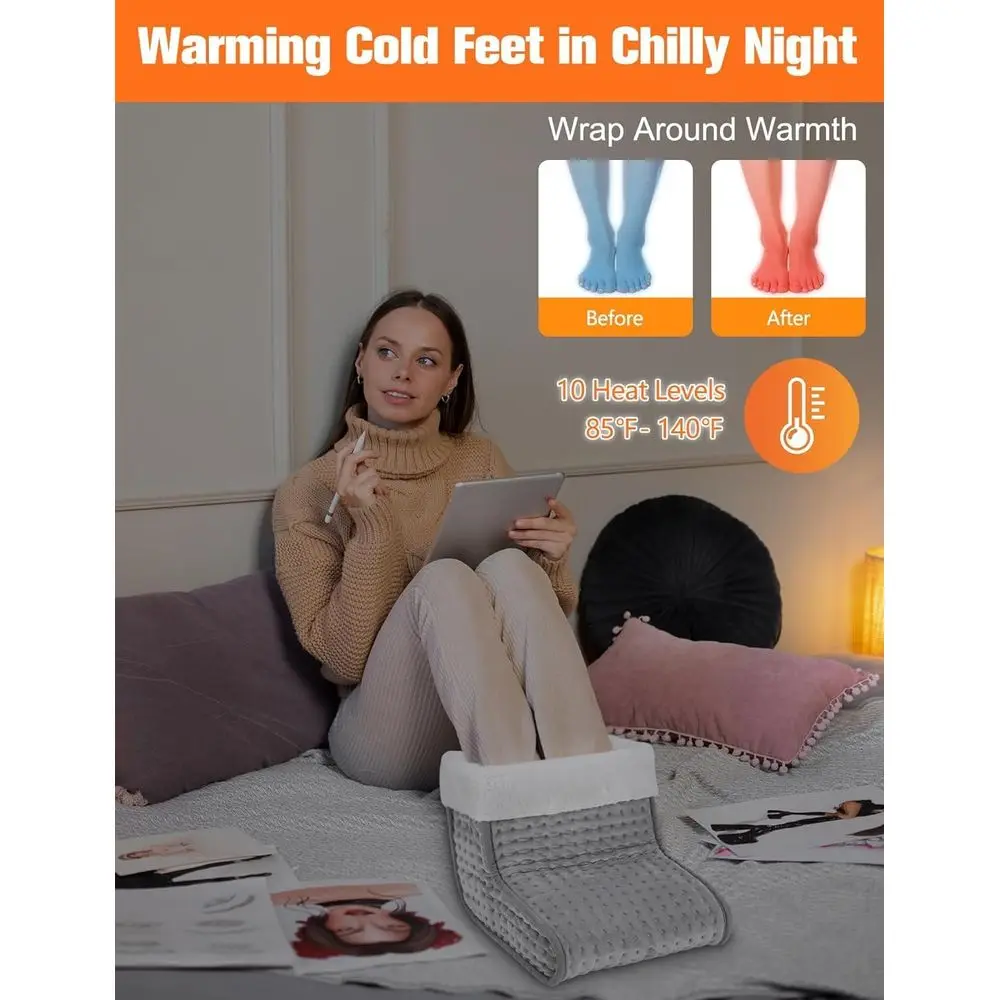 Scaldapiedi elettrico con 10 livelli di calore e 3 opzioni timer per un comodo uso invernale a casa o in ufficio