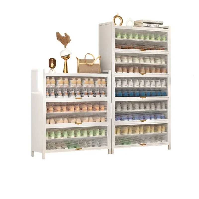 steel thickened shoe cabinet, household floor-to-ceiling multi-layer dust-proof shoe rack, large-capacity storage